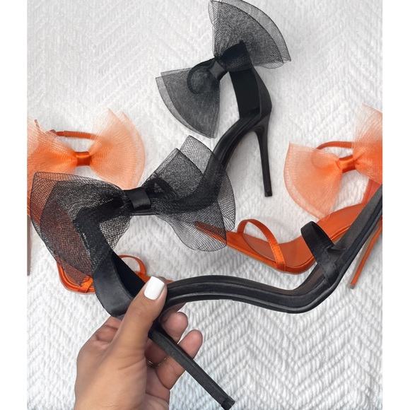 Orange Oversized Side Bow High Heels - Picture 6 of 7